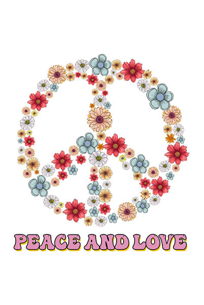 StoryGift Romania Sticker Adeziv 90CM cu mesajul "Peace and love", stilul hip...