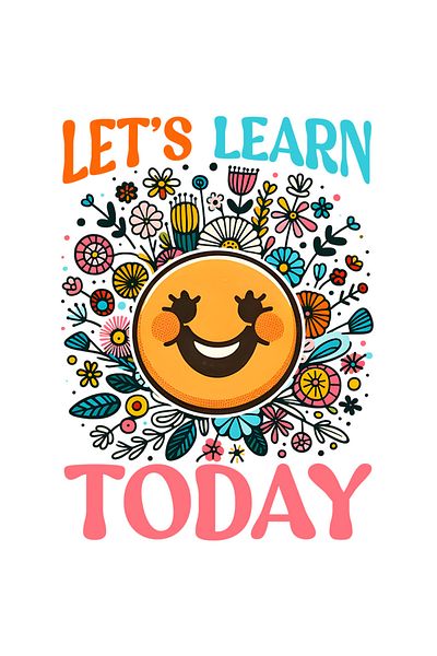 StoryGift Romania Sticker Eticheta 40CM cu mesajul "Let's learn today", ilustratie, motivational, hai sa invatam