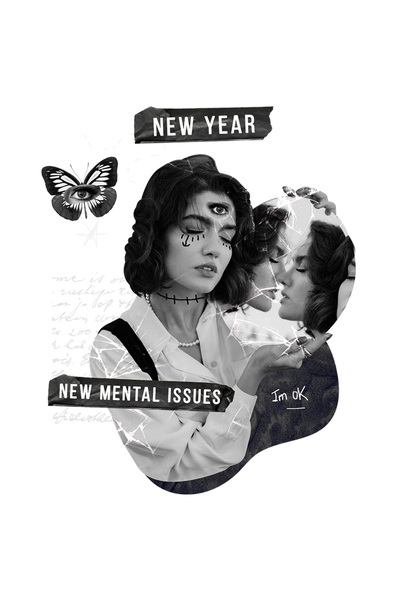 StoryGift Romania Sticker Cu Femeie Alb-negru, Mesaj In Engleza New Year New ...