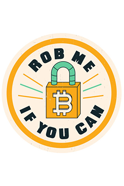 StoryGift Romania Sticker Adeziv 90CM Rob me if you can Bitcoin, cu Margini Albe, PVC Vinyl 90 cm