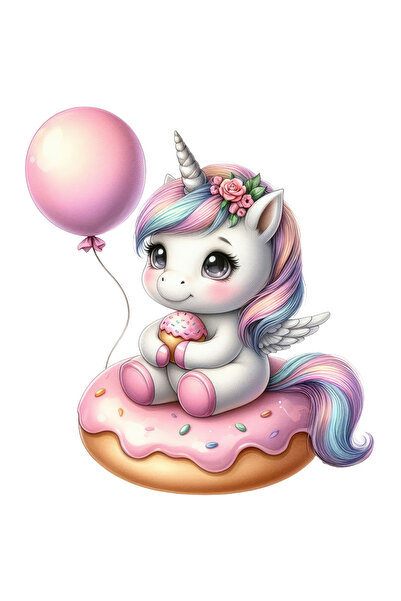 StoryGift Romania Sticker Autocolant 70CM cu un unicorn micut care sta pe o g...