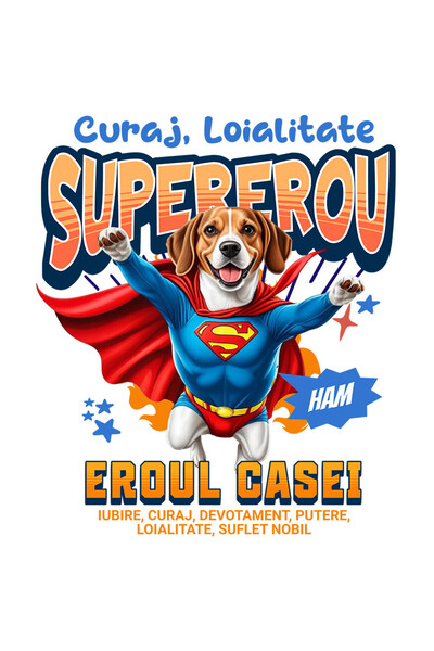 StoryGift Romania Sticker Adeziv 90CM cu beagle Caine In Costum de SuperMan cu Pelerina, Erou Nocturn, Desene an