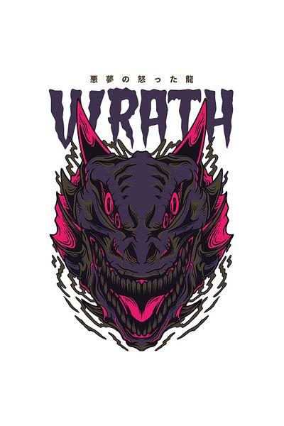 StoryGift Romania Sticker Autocolant 70CM Cu Mesaj In Engleza Wrath, Manie, Dragon, Monstru, Horror, Japoneza,