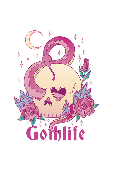 StoryGift Romania Sticker Autocolant 70CM Cu Mesaj In Engleza Goth life, Craniu, Sarpe, Cristale, Luna, Trandafi