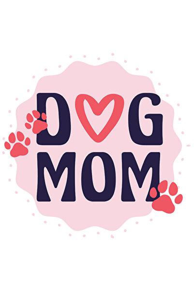 StoryGift Romania Sticker Adeziv 90CM Cu Text In Engleza Dog Mom, Urme Labute De Animal, Iubitorii De Caini, Roz