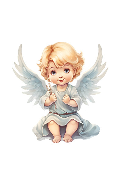 StoryGift Romania Sticker Eticheta 50CM cu un baietel cu aripi de ingeras, il...