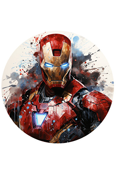 StoryGift Romania Sticker Autocolant 70CM Cu Omul De Fier, Cerc, Avengers, Marvel, Tony Stark, cu Margini Albe,
