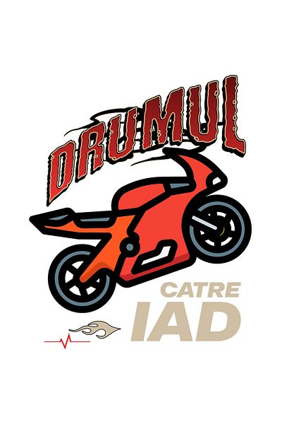 StoryGift Romania Sticker Adeziv 90CM cu Motocicleta rosie Motor Curse Pasiune Viteza Text Drumul Catre Iad cu M