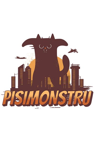 StoryGift Romania Sticker Cu Pisica Imensa Neagra Text Pisimonstru. Animal Blanos Iubitorii De Motani Cu Mar