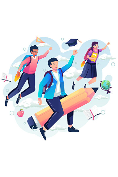 StoryGift Romania Sticker Autocolant 70CM Cu Elevi, Creion, Carte, Echer, cu ...