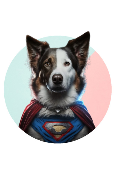 StoryGift Romania Sticker Eticheta 50CM cu Portret Caine Supererou, Caine in ...