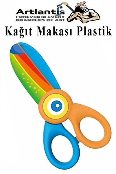 Artlantis Sevimli Kağıt Makası 1 Adet Plastik Küt Uç Korumalı Okul Makası Çocuk Makas Okul Öncesi Kreş Anasın