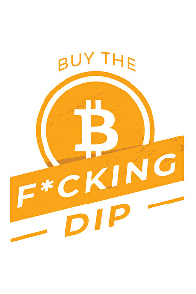 StoryGift Romania Sticker Adeziv 90CM Cu Bitcoin, Text In Engleza Buy The F**king Dip, Monede Virtuale, Investit
