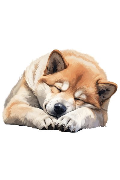 StoryGift Romania Sticker Autocolant 70CM cu un caine Chow Chow care doarme, ilustratie, somn, ora de culcare, o