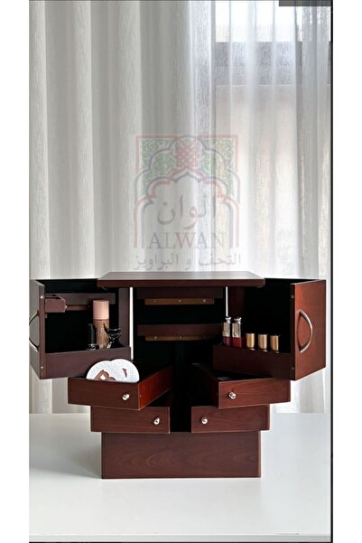 Alwan antiques and frames منظم مكياج خشبي بني