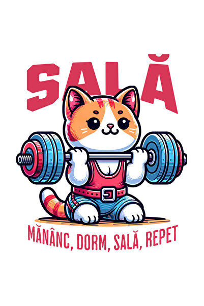 StoryGift Romania Sticker Adeziv 90CM Adeziv Pisica ridicand bara greutati sala mananc dorm cu Margini Albe, PVC