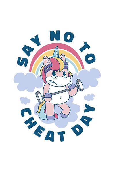 StoryGift Romania Sticker Eticheta 40CM Cu Mesaj Motivational Say No To Cheat Day, Unicorn Care Trage De Fiare R