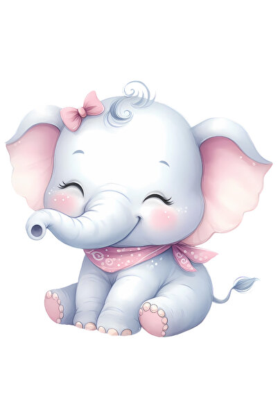 StoryGift Romania Sticker Eticheta 40CM cu o femela elefant, micuta, ilustrat...