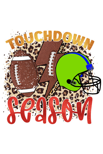 StoryGift Romania Sticker Adeziv 90CM cu minge de fotbal american, fulger si casca verde cu mesajul "Touchdown S