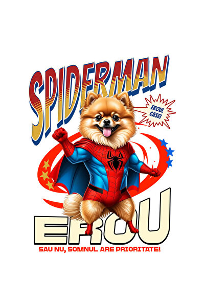 StoryGift Romania Sticker Adeziv 90CM cu pomeranian Pisica In Costum de SpiderMan cu Pelerina, Erou Nocturn, Des