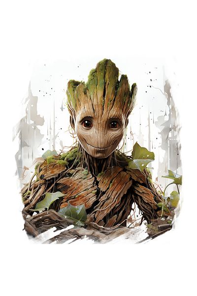 StoryGift Romania Sticker With Groot, Leaves, Marvel, Alien, Guardians Of The Galaxy, with White Borders, PVC V