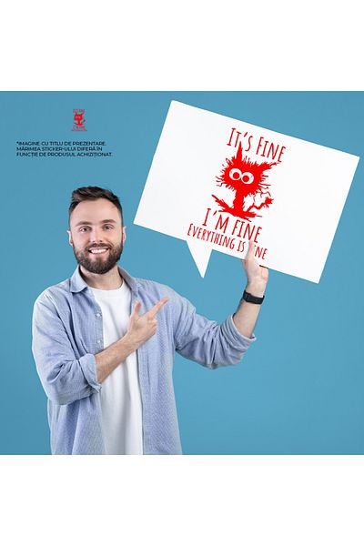 StoryGift Romania Sticker Autocolant 70CM Exterior pentru iubitorii de pisici care spun ca totul e in regula des