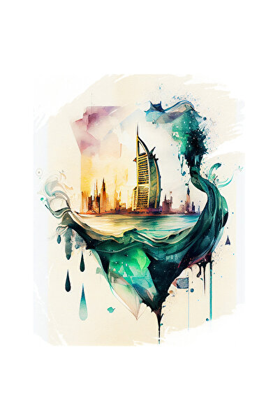 StoryGift Romania Sticker Autocolant 70CM Cu Pictura Priveliste Val Dubai, Ap...