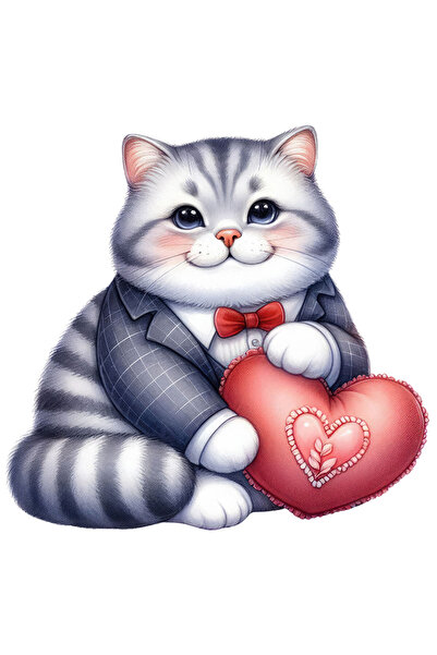 StoryGift Romania Sticker Autocolant 70CM cu o pisicuta grasuta la costum, il...