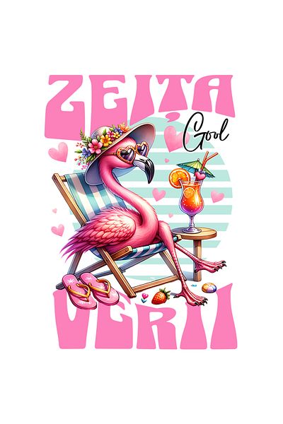 StoryGift Romania Sticker Adhesive 90CM Adhesive Summer Goddess Cool Flamingo Bird Relaxing on the Beach with White Edges,