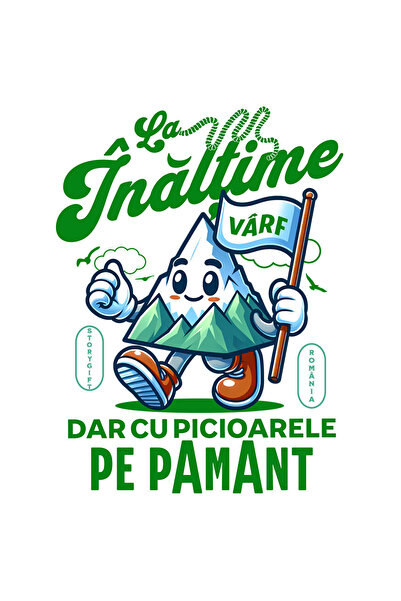 StoryGift Romania Sticker Cu Varf De Munte Vesel Calator Text La Inatime Dar Cu Picioarele Pe Pamant, Natura