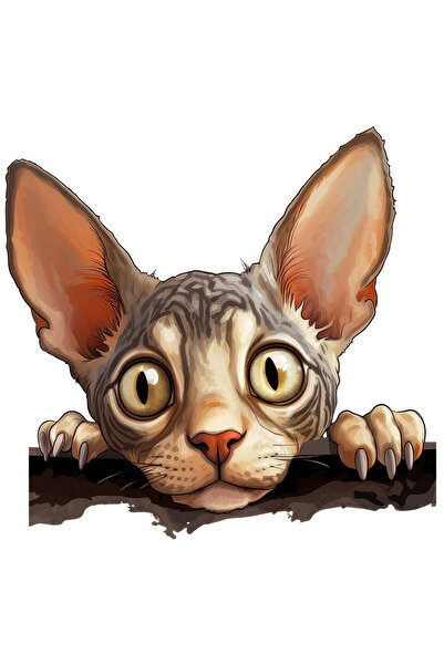 StoryGift Romania Sticker Eticheta 50CM cu o pisica Sfinx, se uita cam trista...