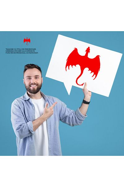 StoryGift Romania Sticker Adeziv 90CM Exterior cu un dragon din povesti - creatura mitica , Vinyl Rosu, 90 cm