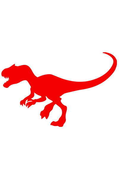 StoryGift Romania Sticker Autocolant 30CM Exterior cu un dinozaur T-Rex - feroce , Vinyl Rosu, 30 cm