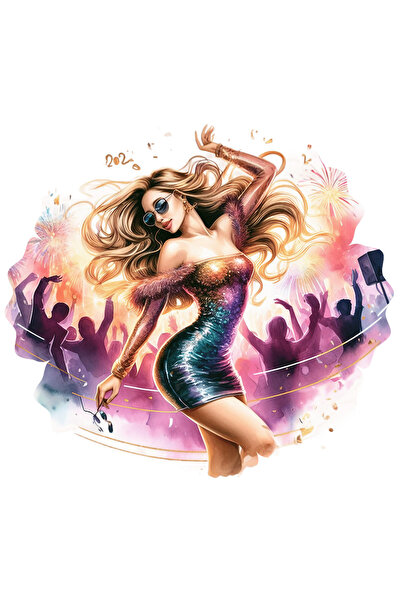 StoryGift Romania Sticker Eticheta 40CM cu o femeie frumoasa in club, ilustra...