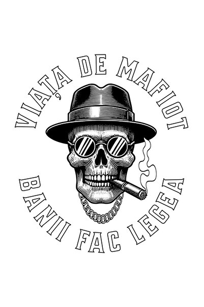 StoryGift Romania Sticker Adeziv 90CM Adeziv Craniu cu palarie si trabuc Viața de mafiot. Banii fac legea cu Mar