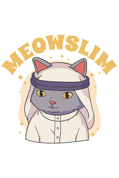 StoryGift Romania Sticker Eticheta 50CM Cu Mesaj Meowslim, Pisica, Religie, I...