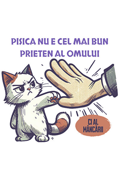 StoryGift Romania Sticker Autocolant 70CM Adeziv PIsica batand palma cu un om...