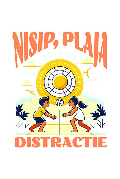 StoryGift Romania Sticker Adeziv 90CM cu Jucatori De Volei Plaja Tropocala text Nisip Plaja, Distractie, Minge c