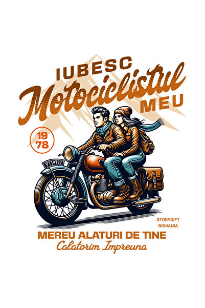 StoryGift Romania Sticker Adeziv 90CM cu Cuplu Romantic Calatorie Motor Printre Munti Valentine's Day Text Iubes