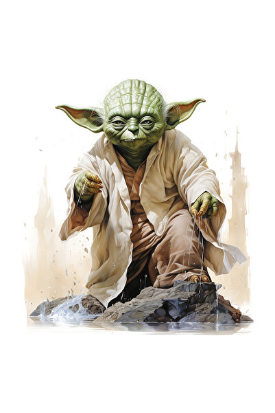 StoryGift Romania Sticker Autocolant 70CM Cu Yoda, Star Wars, Stanci, Lac, Apa, SF, Masestru, Jedi, cu Margini