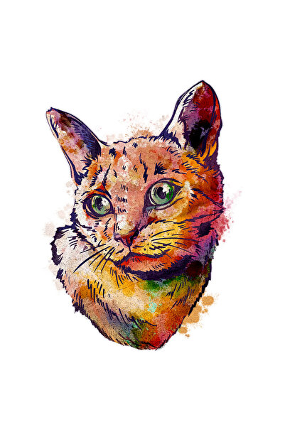 StoryGift Romania Sticker Adeziv 90CM Cu Pisica, Portret, Efect Acuarela, Iub...