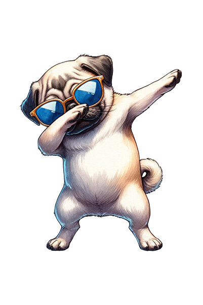 StoryGift Romania Sticker Eticheta 50CM cu un catel Pug care danseaza, cu och...