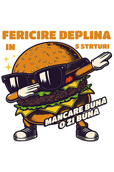 StoryGift Romania Sticker Adeziv 90CM Adeziv Burger facand dab fericire deplina in trei straturi mancare buna o
