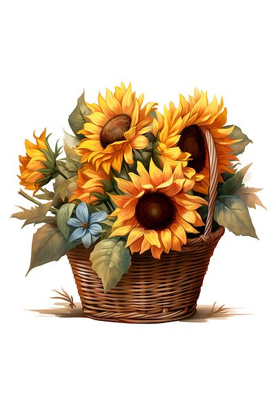 StoryGift Romania Sticker Eticheta 40CM cu un cos cu flori, ilustratie, floarea-soarelui, recolta, natura, plant