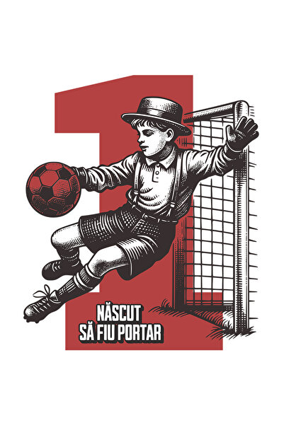 StoryGift Romania Sticker Autocolant 70CM Adeziv Copil jucand fotbal nr 1 text NASCUT SA FIU PORTAR cu Margini A