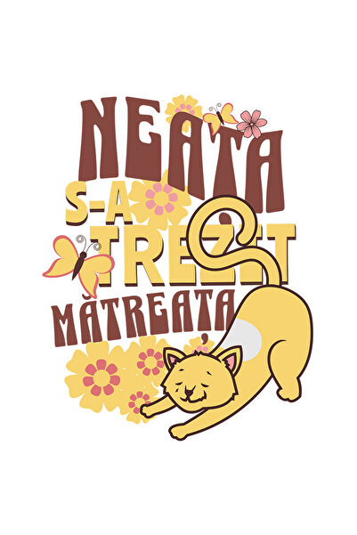 StoryGift Romania Sticker Eticheta 50CM Adeziv Pisica Somnoroasa Text Haios N...