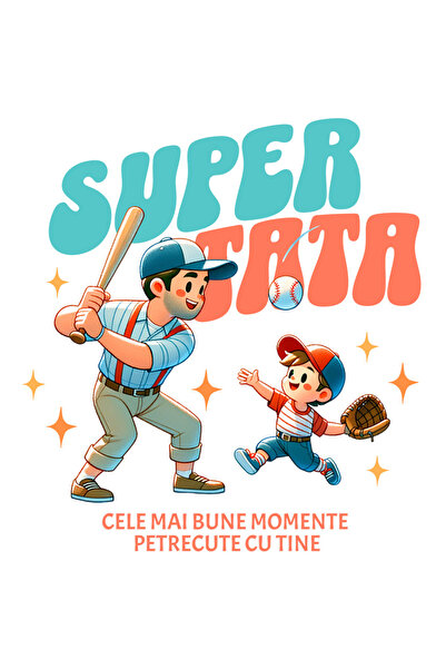 StoryGift Romania Sticker Eticheta 40CM cu Tata Si Fiu Jucand Baseball Sport ...