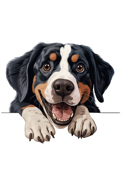 StoryGift Romania Sticker 70CM sticker with a happy dog ​​that can't wait to play, illustration, trained