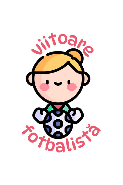 StoryGift Romania Sticker Autocolant 70CM Adeziv Fata si minge footb4ALL viit...