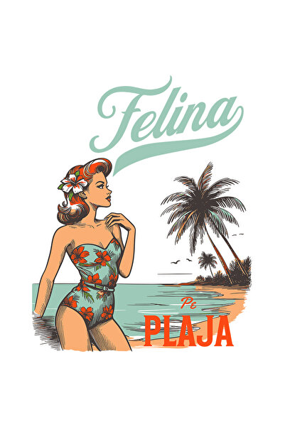 StoryGift Romania Sticker Adeziv 90CM Adeziv Fata retro text felina pe plaja ...